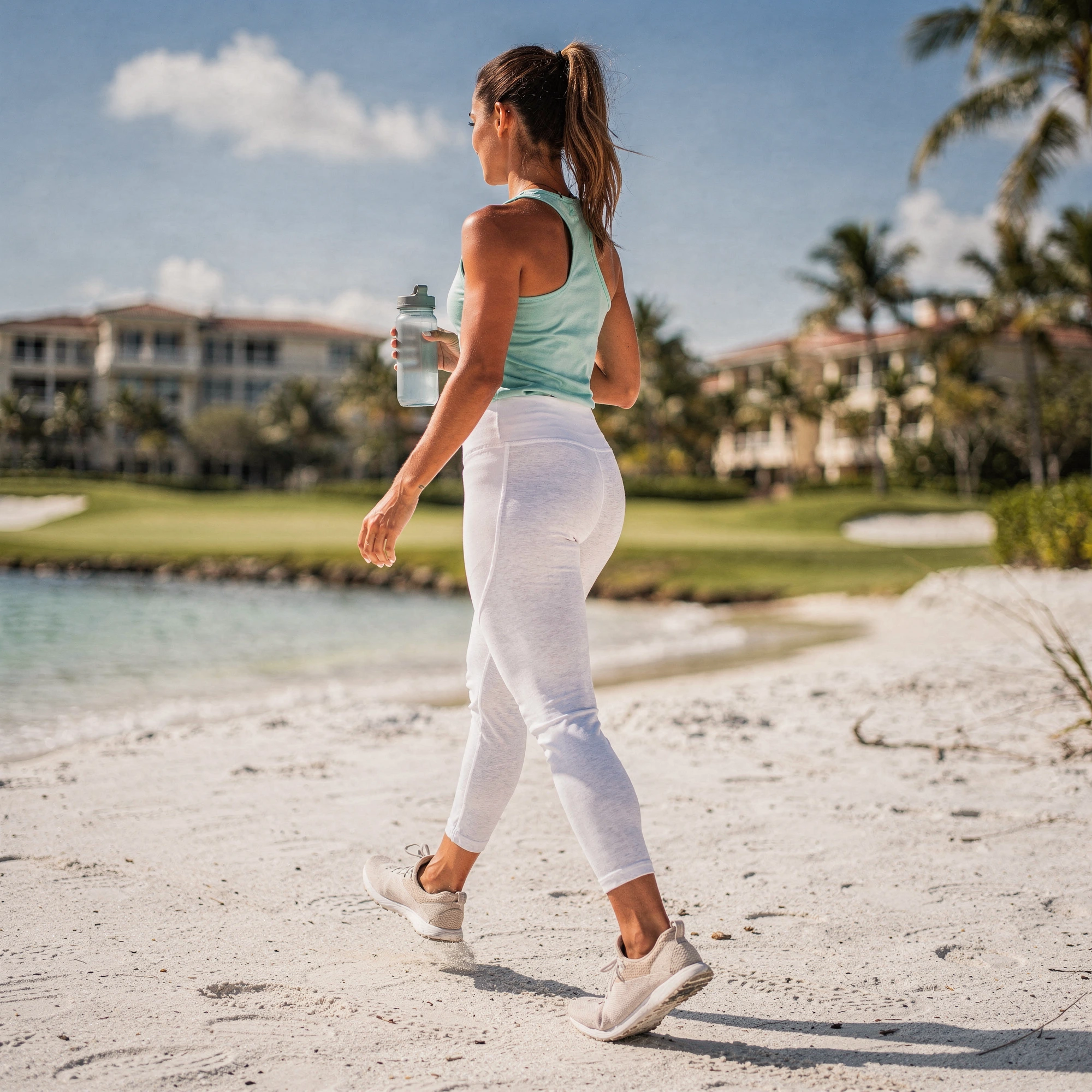Woman walking on a Southwest Florida beach - ongoing pelvic health support for Marco Island, FL patients